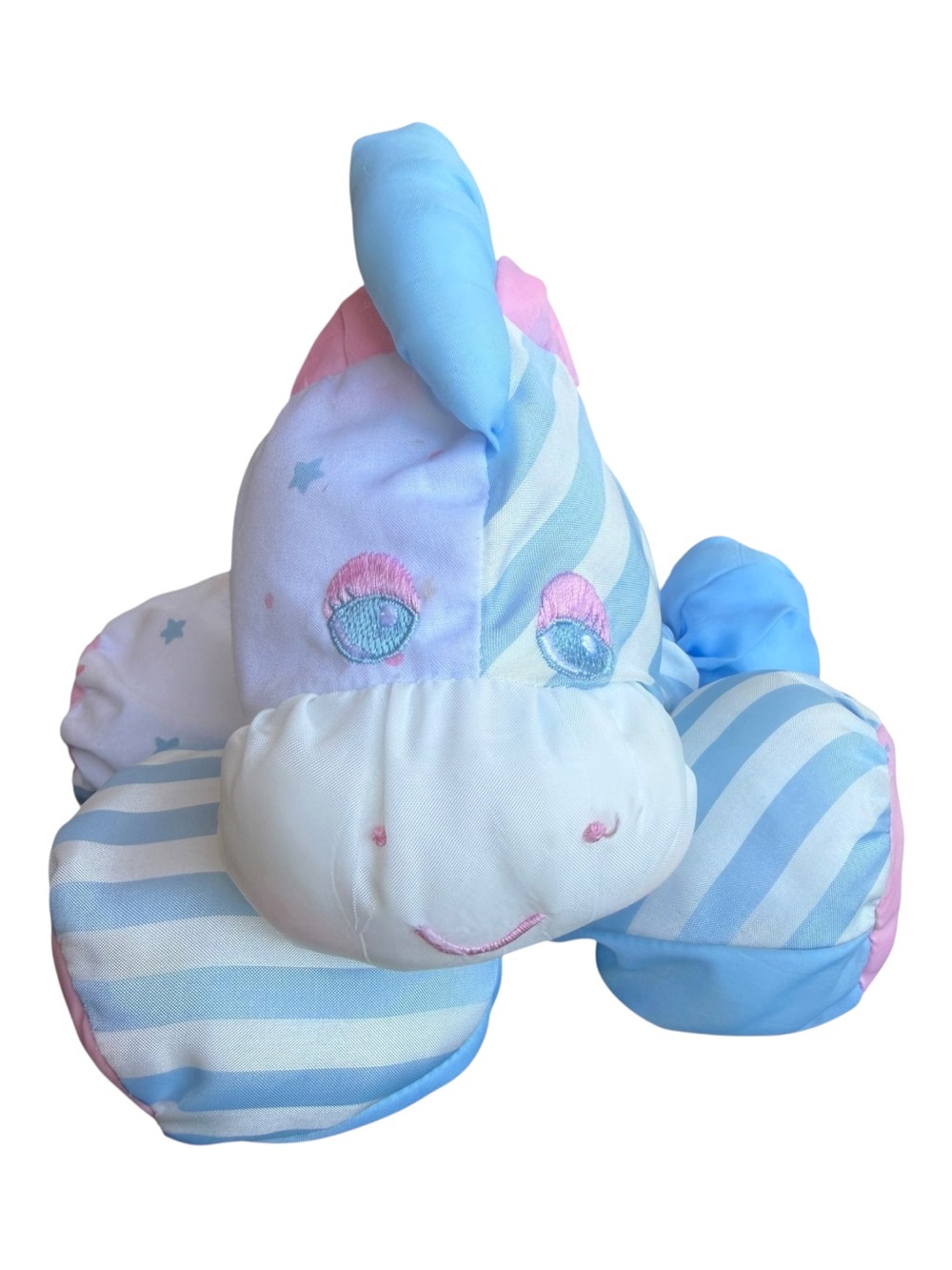 VTG 1991 Fisher-Price Puffalumps Pastel Star & Stripe Pattern Plush Toy 6.5”